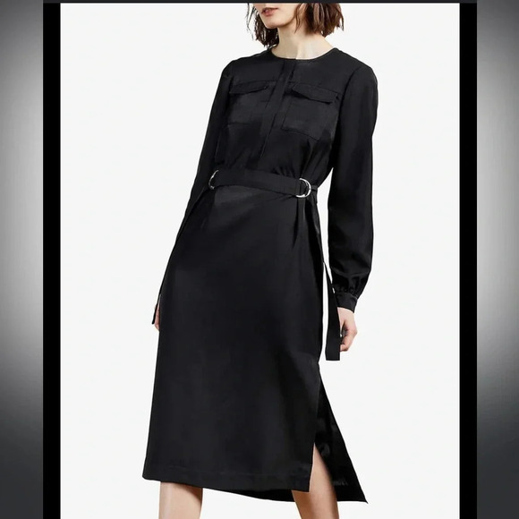 TED BAKER AMINNA LONG SLEEVE MIDNIGHT BLUE MIDI DRESS - Picture 1 of 7